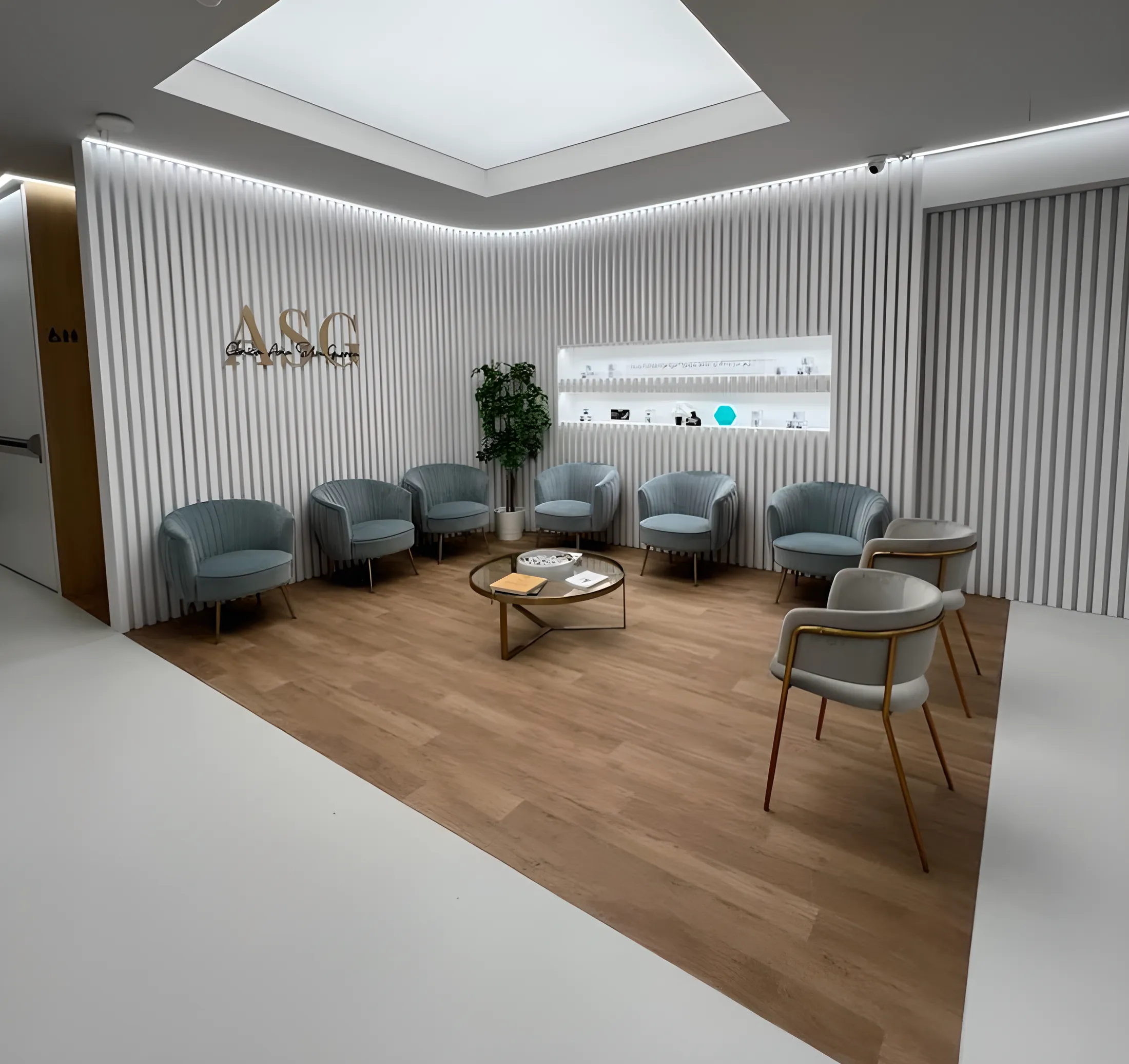 Receção e sala de consulta da clínica em Lisboa